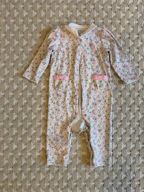 Ralph Lauren Pink Floral Long-Sleeve Footed One-Piece